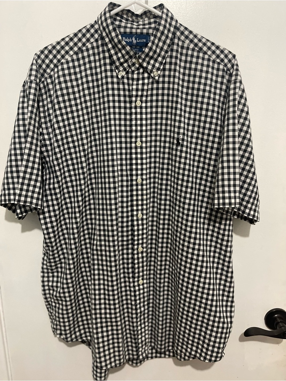 Ralph Lauren Black & White Gingham Short Sleeve Button-Down Shirt